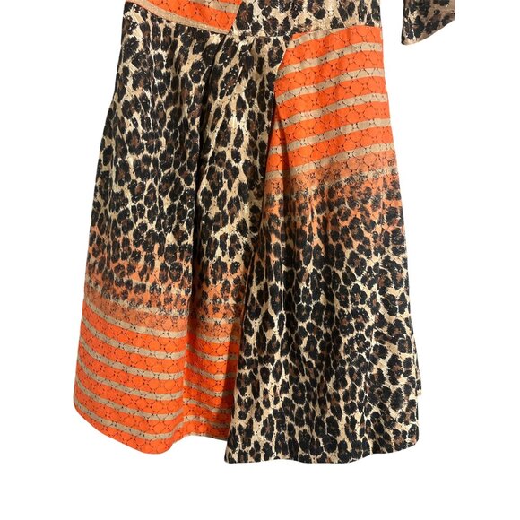 TRACY REESE Dress New Asymmetric Frock Cheetah Stripe Fit n Flare Mixed Print 10 - Picture 5 of 15